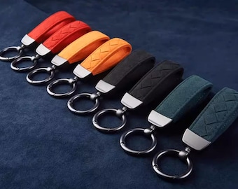 Premium Alcantara Car Keychain, Handwoven Luxury Key Ring for Mercedes, BMW, Audi, Porsche, Minimalist Auto Accessories