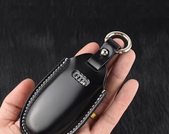 Universal Audi Key Cover – Shell Cordovan Leather Skin for A4 A6 A7 A8L Q4 e-tron Q7 Q8, Snap