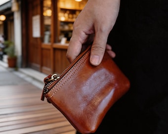 Handmade Leather Wallet | leather Mini purse| Natural Leather Case | Small Gift For Her/Grandma