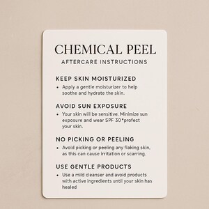 Chemical Peel Aftercare – Editable Canva Template | Skincare Instructions | Spa & Esthetician Digital Download