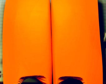 Solid Neon Orange Smooth Spandex Indoor Goalie Sliders Slicks Leg Guard Covers Size M/L