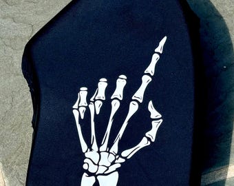 RIGHT OBO Hi-Rebound or Robo Plus  Indoor Goalie Blocker/Hand Cover: Black with Skeletal Hand