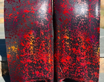 Couvre-jambes de gardien de but d'intérieur en spandex à éclaboussures rouges métallisées, taille M/L