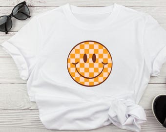 Smiley Face Shirt for Girls, Retro Boho Chic Girls T Shirt, Cute Natural Girls Tee, Colorful Smile Graphic, Customizable Kids T Shirt