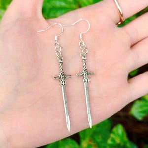 Silver Sword Dangle Drop Earrings - Love and Deepspace Xavier Inspired