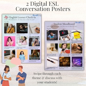 ESL Conversation Posters | Digital Speaking Prompts for Teens & Adults | Fun English Check-In Activity for A2–B2 Students