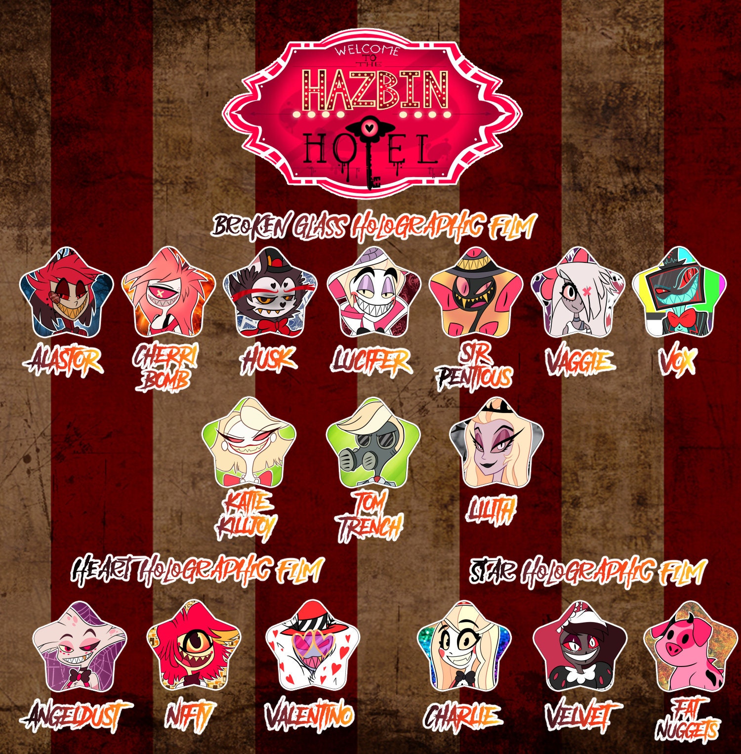Hazbin Hotel & Helluva Boss: Chibi Heart Pins Bundle - town-green.com