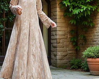 Hand Embroidered Velvet Long Sleeve Dress: Elegant Floral Swing Dress