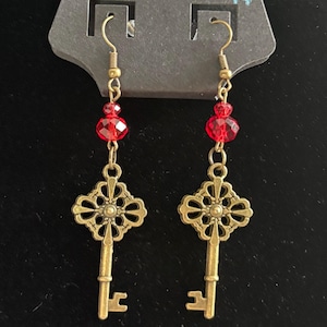 Antique Gold Key Earrings