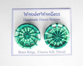 Two x  3.3cm Dorset Buttons or Embellishments, Handmade from Variegated Purple Viscose Silk Thread & Brass Rings, FREE UK SHIPPING!