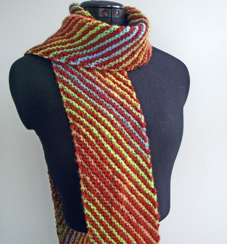 Striped Scarf Rust Yellow Blue Green Scarf Handspun Dyed - Etsy UK
