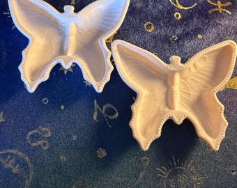 Vintage Butterfly 1950s Jeannette Pink milk Glass little bowls 2x