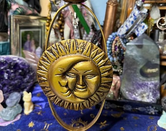 bougeoir vintage soleil et lune célestes en or