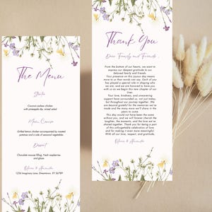 Minimalist Menu and Thank You Card Set, Editable Template for Modern Wedding Events, Stylish Event Menu, Instant Download