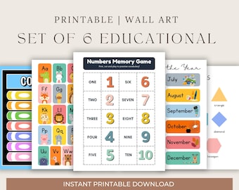 Montessori Classroom Decor Bundle Preschool: Rainbow Alphabet, Numbers, Shapes (PDF)