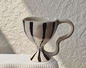 Handmade Abstract Sculptural Ceramic Mug – Wabi Sabi Art Coffee Cup – Unique Irregular Shape Mug 280ml