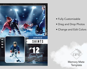 Hockey Memory Mate Templates for Canva - Beautiful template to showcase your hockey players!