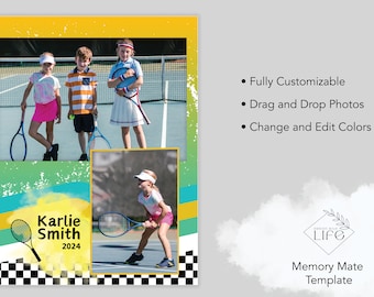 TENNIS Memory Mate Templates for Canva - Beautiful template to showcase your favorite player!