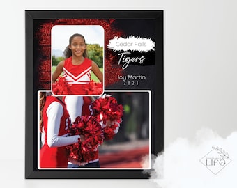 Memory Mate Template for Canva - Beautiful red and black template to showcase the cheerleading team!