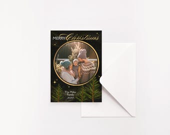 Plantillas de tarjetas navideñas de Canva Pro, diseño fotográfico único (archivo digital)