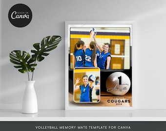 VOLLEYBALL Memory Mate Template for CANVA - Showcase your players with this beautiful template! Simple and Efficient!