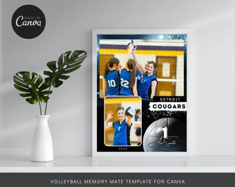 VOLLEYBALL Memory Mate Template for CANVA - Showcase your players with this beautiful template! Fast and Easy!
