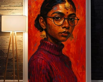 South Asian Woman Portrait: Modern Desi Art Print (Digital Download)