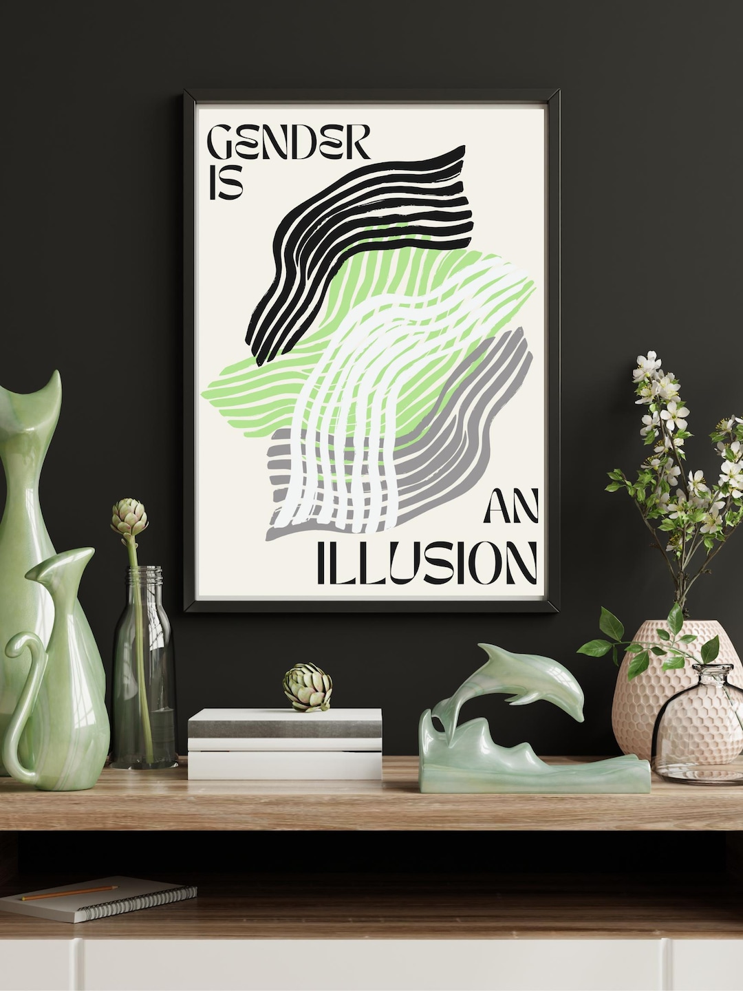 Gender is an Illusion - Agender Pride Wall Art for LGBTQ Empowerment ...