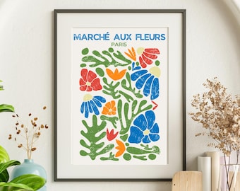 Paris Flower Market Print – Vintage Botanical Art, Matisse Style (Digital Download)