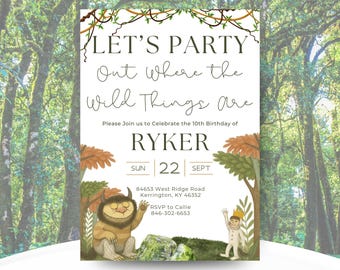 WHERE THE WILD Things Are - Birthday Invitation - Unique Birthday Theme - Easy Edit - Canva Download - Fully Customizable Wording - Nature