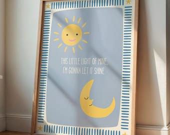 Questa mia piccola luce la lascerò brillare, decorazioni murali per la cameretta dei bambini, decorazioni cristiane per la cameretta dei bambini, poster ispirato alle Scritture, download digitale
