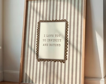 Ti amo all'infinito e oltre - Decorazione murale per cameretta dei bambini beige (download digitale)