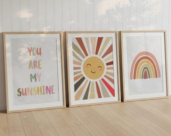 Tu sei il mio sole, decorazione murale – Stampabile per cameretta retrò, decorazione boho per bambini (download digitale)