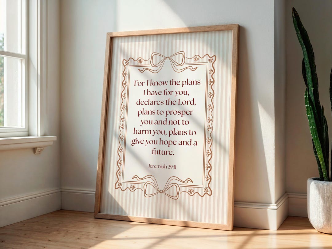 Jeremiah 29:11 Print Wall Art, Bible Verse Decor, Christian Scripture ...