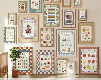 Set di 20 stampe digitali didattiche cristiane Montessori per la classe, ideali per l'homeschooling, la cameretta dei bambini e la stanza dei giochi. Download digitale.