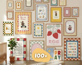 Set Of 110+ Christian Nursery Prints, Hand Drawn Scripture Wall Art, Boys And Girls Educational Homeschool Gallery, Digital Download