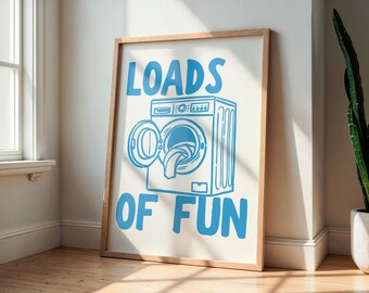 Kunst aan de muur grappig wasgoed, heel veel leuke print, modern minimalistisch interieur, digitale download