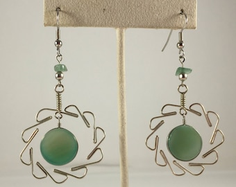 Aventurine Earrings Long Silver Dangles