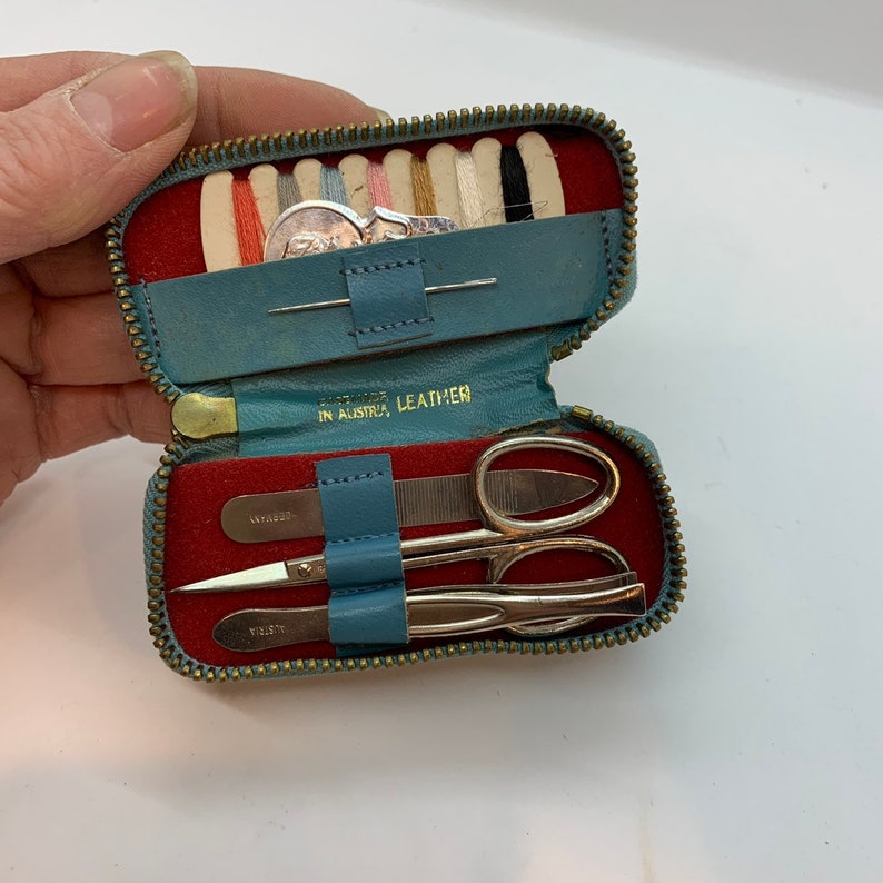 Vintage Travel Manicure Sewing Set Clothes Brush Austria Etsy