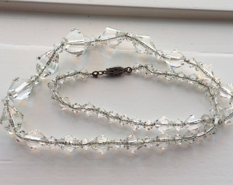 Art Deco Choker Glass Bead Necklace Faceted Glass Graduated Beads