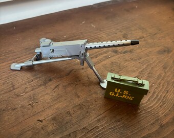 Vintage GI Joe M1919 Browning 30 caliber Gun Tripod Ammo box 1964 Hasbro