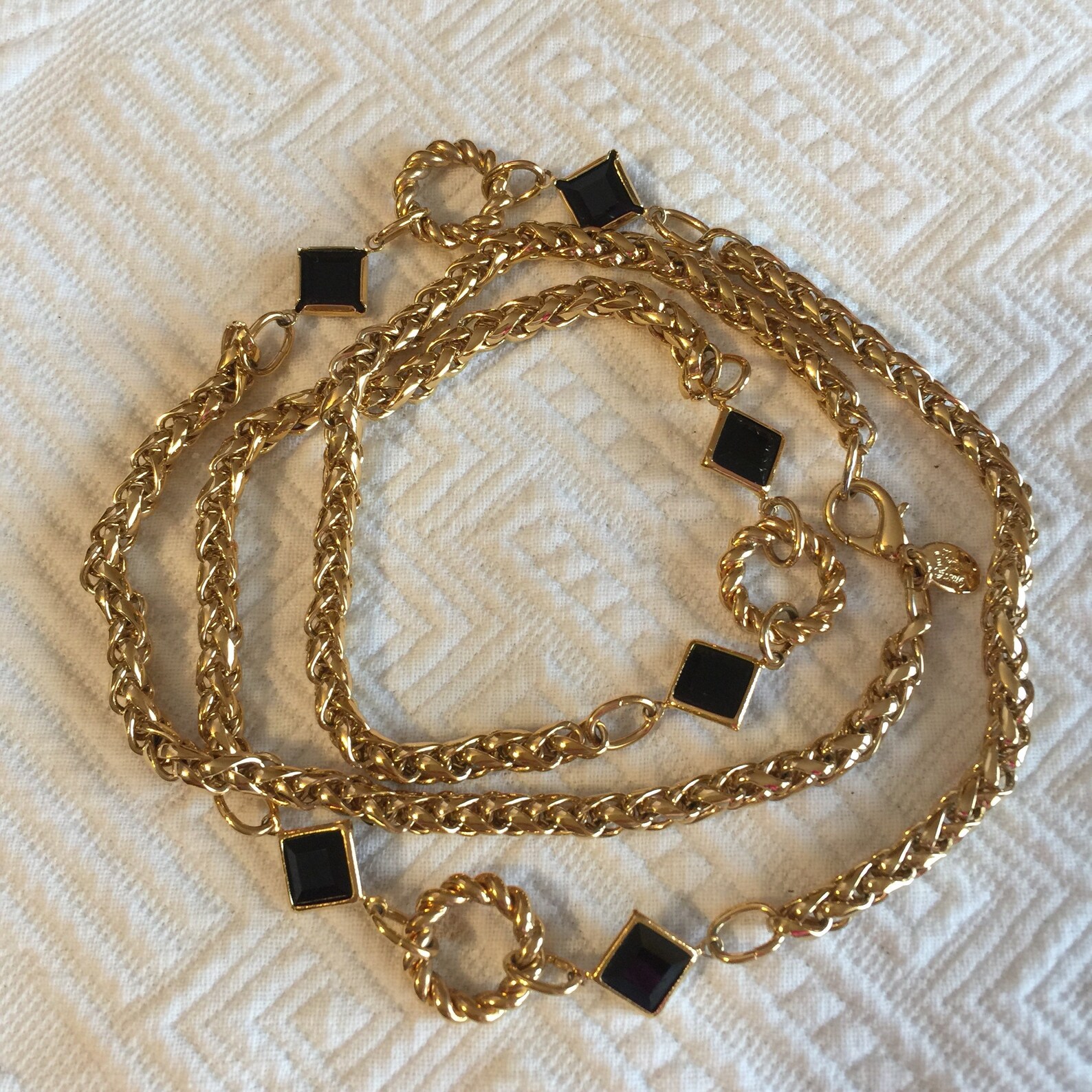 Black Bead Necklace Gold tone Chain Princess House Jewelry Etsy