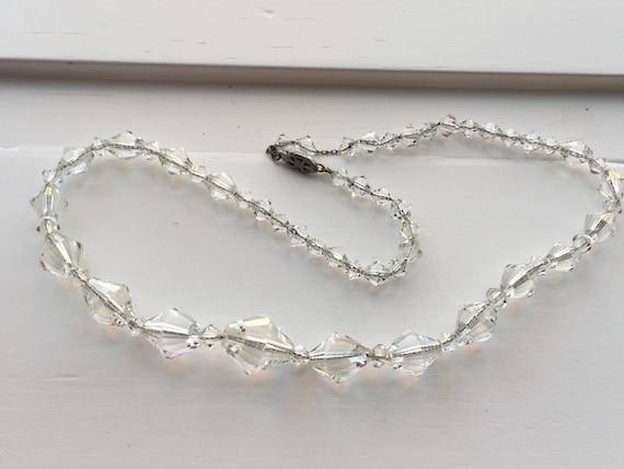 Art Deco Choker Glass Bead Necklace Faceted Glass… - image 3