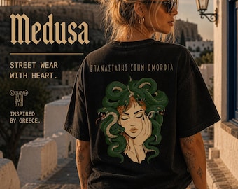 Greek Medusa - Oversized Cotton T-Shirt