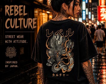 Japanese Dragon - Oversized Cotton T-Shirt