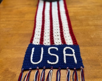 Crochet USA Table Runner American Flag 4th Of July Military Decoration Digital Pattern