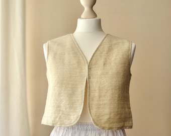 Chaleco beige vintage, años 60 y 70, Japón. Chaleco de tela Teijin.