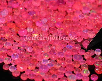 ピンクエチオピアオパールファセットロンデルビーズ、4-5mm宝石ビーズ、ジュエリー製作用品