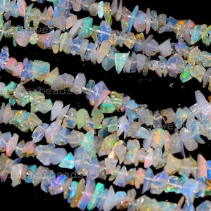 Ethiopian Opal Beads: Natural Fire Opal Uncut Chips, 4-5mm, 16 Inch Strand