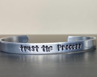 Trust The Process Handstamped Aluminum Cuff